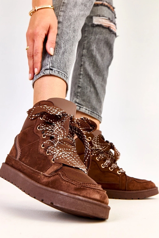 Brūnie augstie sporta apavi ar...