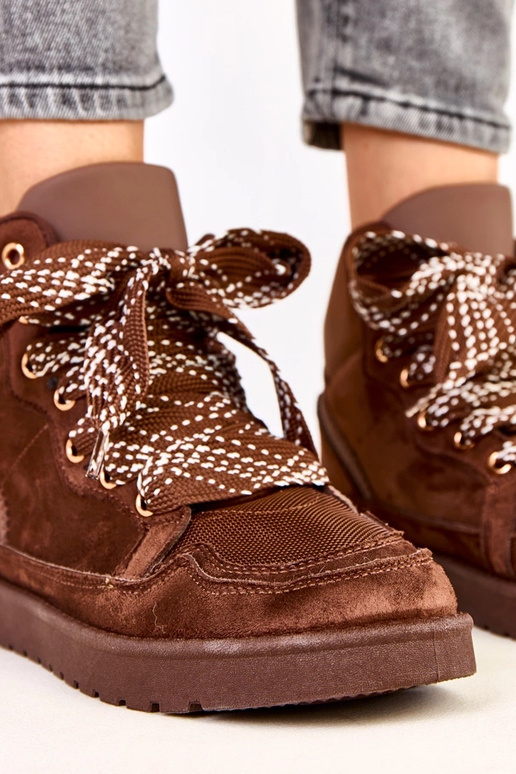 Brūnie augstie sporta apavi ar...