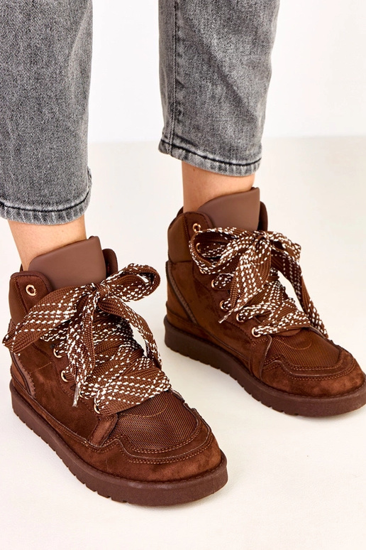 Brūnie augstie sporta apavi ar...