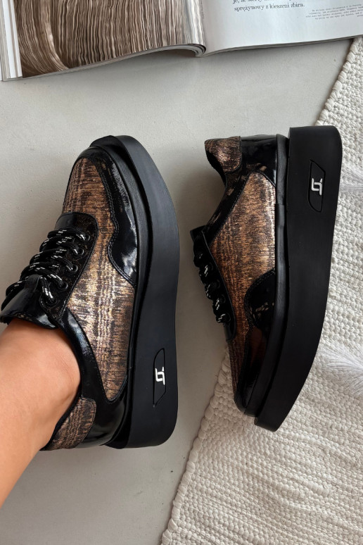 Ādas sieviešu kurpes ar šņorēm un platformu Artiker 57C2044, melnā krāsā