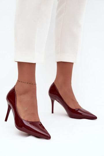 Sieviešu lakotie augstpapēžu kurpes „Jadira" ar smailiem galiem, bordo krāsā