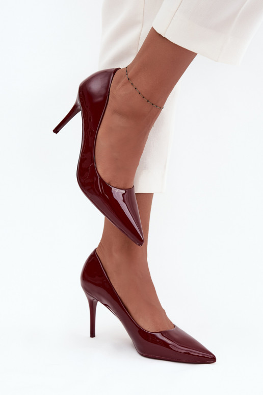 Sieviešu lakotie augstpapēžu kurpes „Jadira" ar smailiem galiem, bordo krāsā