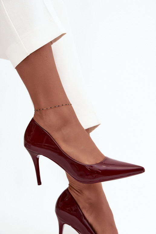 Sieviešu lakotie augstpapēžu kurpes „Jadira" ar smailiem galiem, bordo krāsā