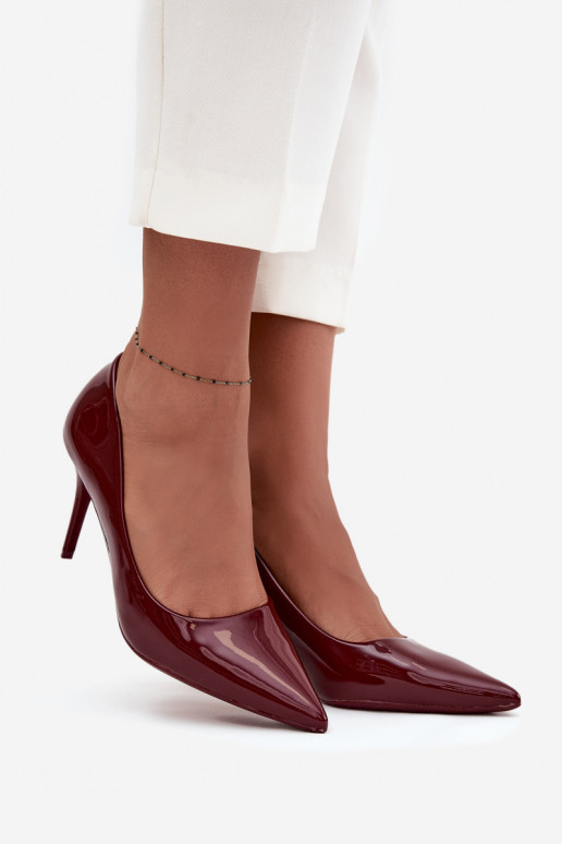 Sieviešu lakotie augstpapēžu kurpes „Jadira" ar smailiem galiem, bordo krāsā