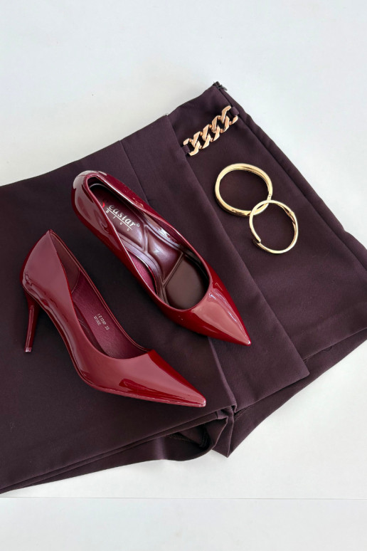 Sieviešu lakotie augstpapēžu kurpes „Jadira" ar smailiem galiem, bordo krāsā