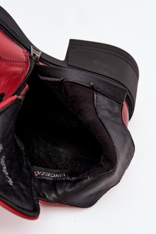 Sieviešu dabīgas ādas zābaki ar platformām, siltināti, Vinceza 39950 sarkanā krāsā