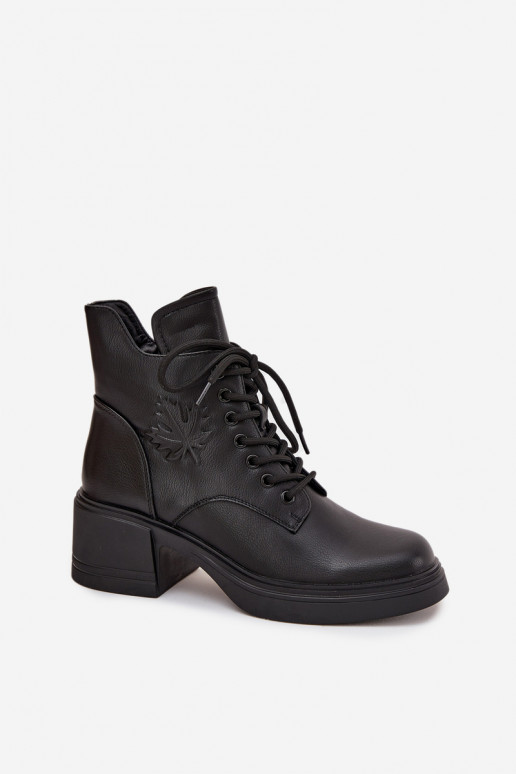 Sieviešu dabīgas ādas zābaki ar platformām, siltināti, Vinceza 39950 melnā krāsā