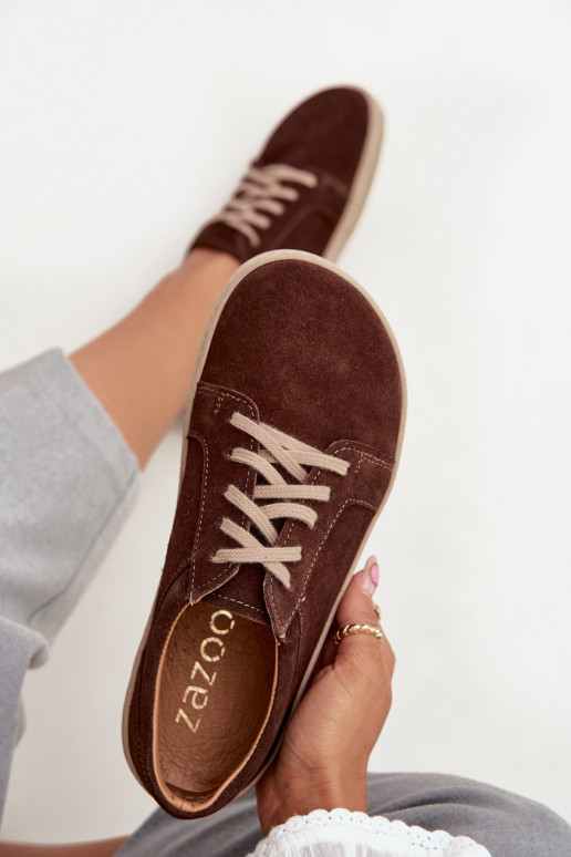brīvdienu apavi no dabīgās zamšādas Zazoo 314 šokolādes krāsā