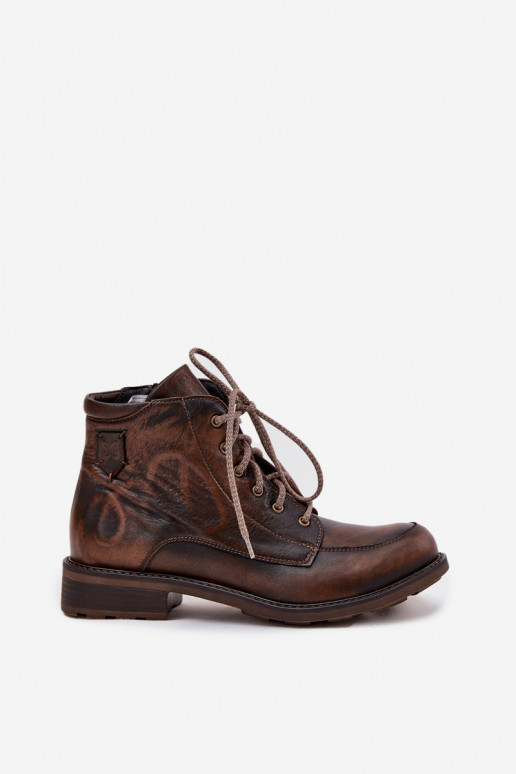 Sieviešu puszābakiIeslēgtsturalnej Skóry ar platiem papēžiem Tā irciejka 07063-02 brūnas krāsas