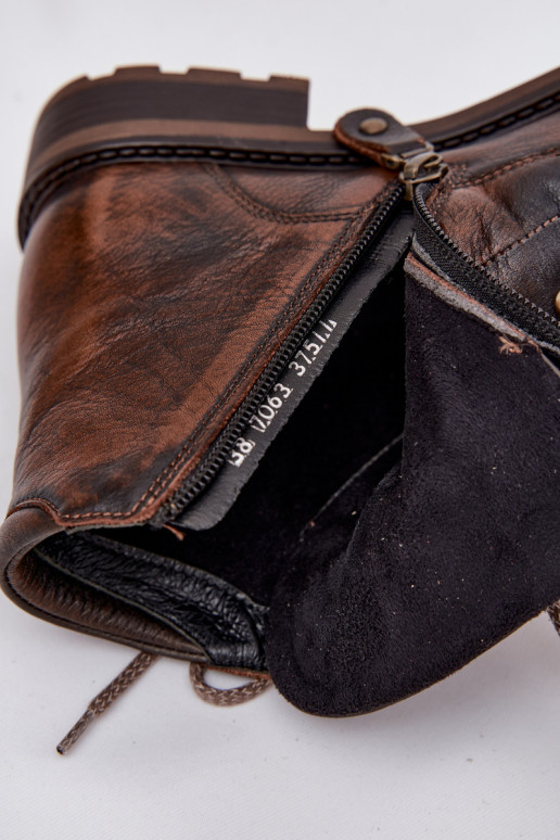 Sieviešu puszābakiIeslēgtsturalnej Skóry ar platiem papēžiem Tā irciejka 07063-02 brūnas krāsas