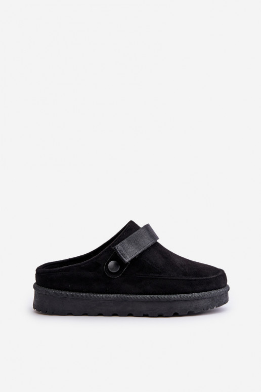 Sieviešu Čības siltināti ar kažokādu ar platformu melnas krāsas Azida