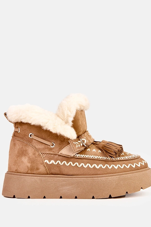 Gaiši brūnas sniega zābaciņas ar...