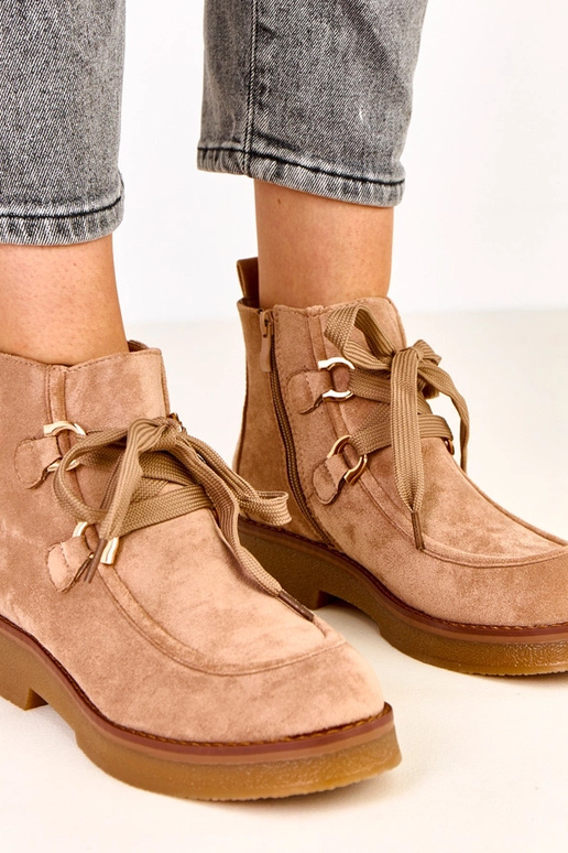 Smilšu krāsas siltas zābaciņas ar...