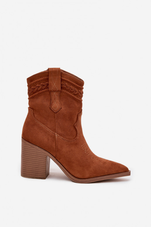 kovboju stila puszābaki Sieviešu ar papēdi brūnas krāsas Jessa