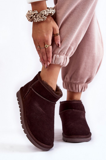 Sieviešu zamšādas Zems sniega apavi brūnas krāsas Shelie