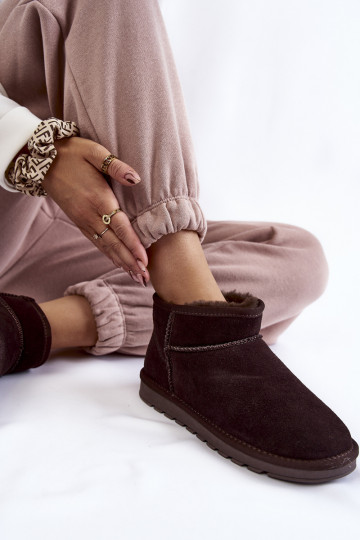 Sieviešu zamšādas Zems sniega apavi brūnas krāsas Shelie 2