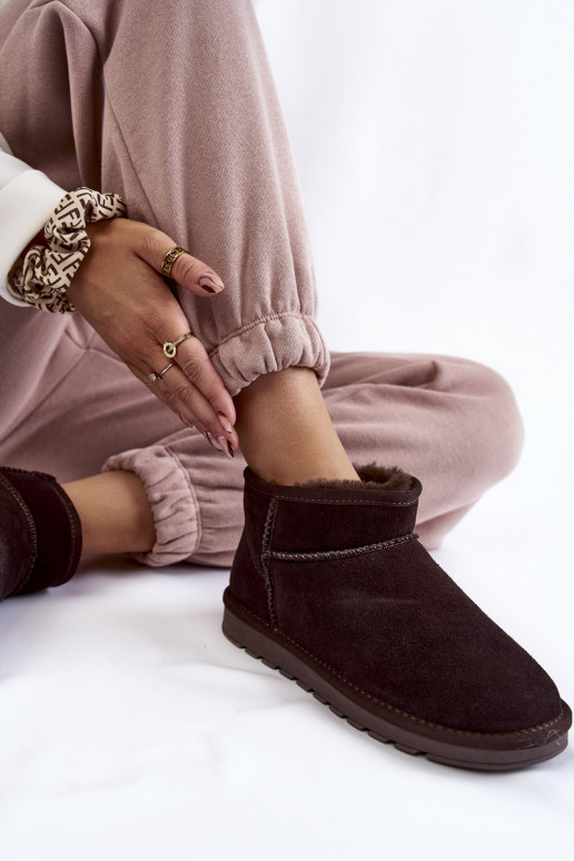 Sieviešu zamšādas Zems sniega apavi brūnas krāsas Shelie