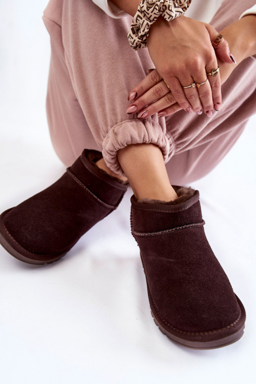 Sieviešu zamšādas Zems sniega apavi brūnas krāsas Shelie