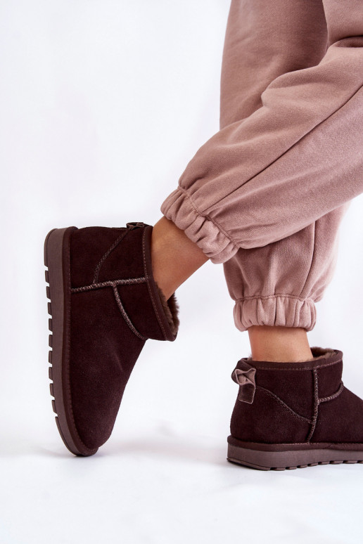 Sieviešu zamšādas Zems sniega apavi brūnas krāsas Shelie