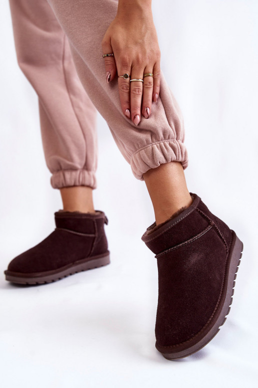 Sieviešu zamšādas Zems sniega apavi brūnas krāsas Shelie