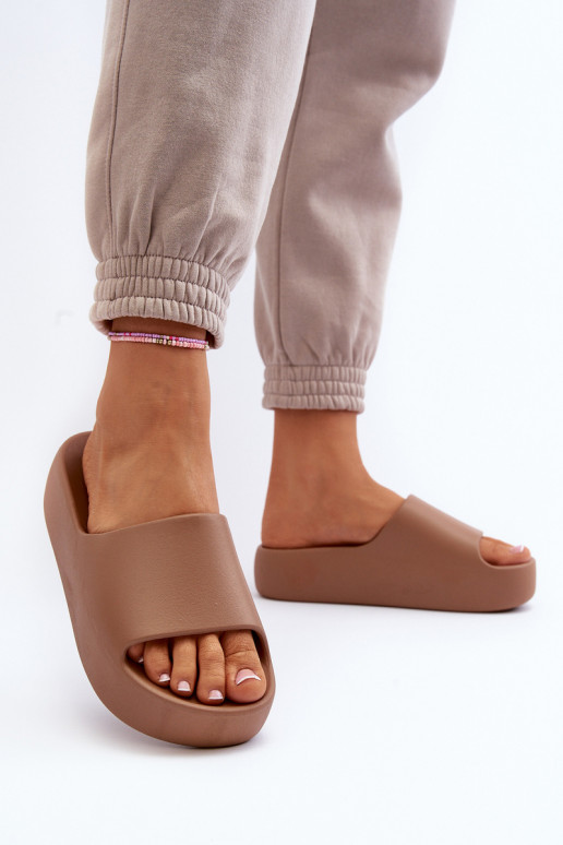 Sieviešu Čības Uz biezas zoles brūnas krāsas Oreithano