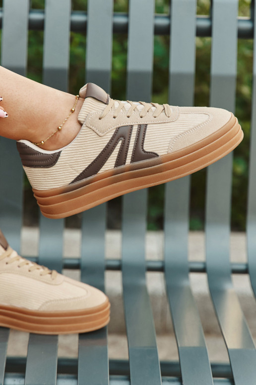 Mājsaimniecības samta sporta stila zābaki ar platformu, smilšu krāsā Corynelle