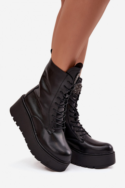 Āda Sieviešu puszābaki ar ornamentiem siltināti melnas krāsas Ulrika