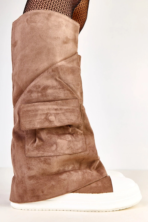 Brūnie ilgaulīši no mākslīgā zamša ar...