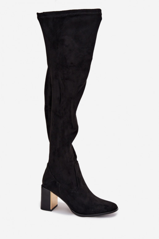 sieviešu garie zābaki Par ceļgalu ar papēdi Eko zamšādaoIne melnas krāsas Jelina sieviešu garie zābaki Par ceļgalu ar papēdi Eko zamšādaoIne melnas krāsas Jelina