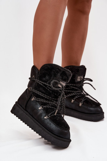 sniega apavi Sieviešu ar platformu ar kažokādu D.Franklin DFSH37005 melnas krāsas