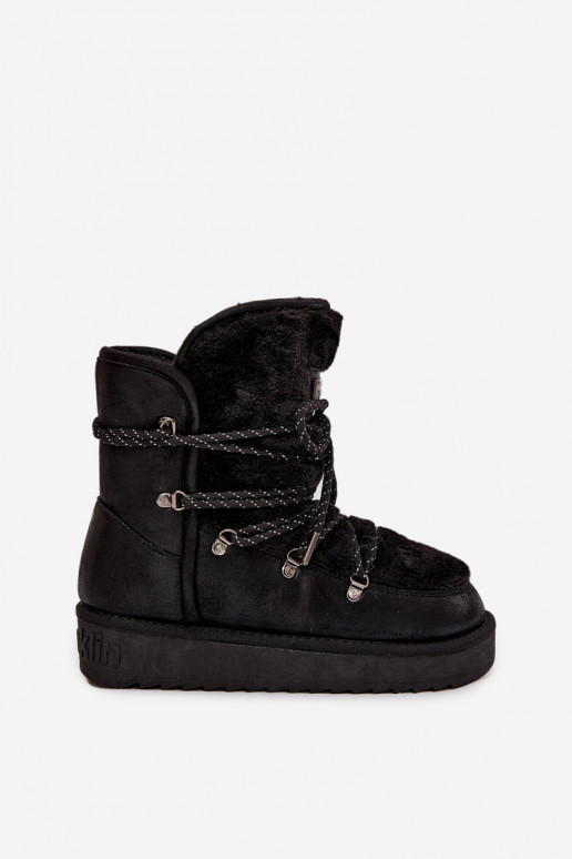 sniega apavi Sieviešu ar platformu ar kažokādu D.Franklin DFSH37005 melnas krāsas