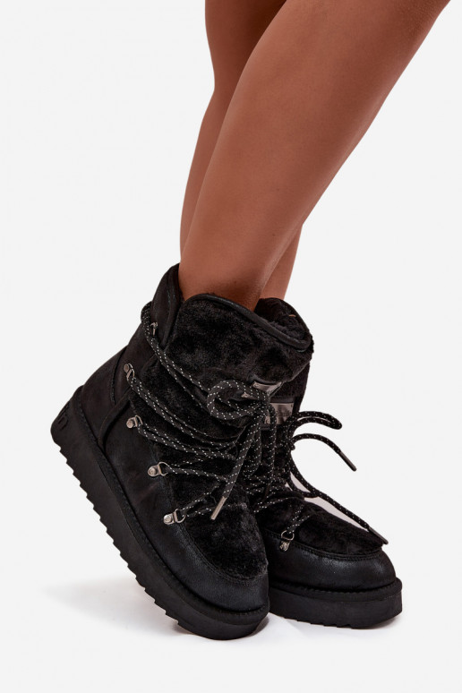 sniega apavi Sieviešu ar platformu ar kažokādu D.Franklin DFSH37005 melnas krāsas