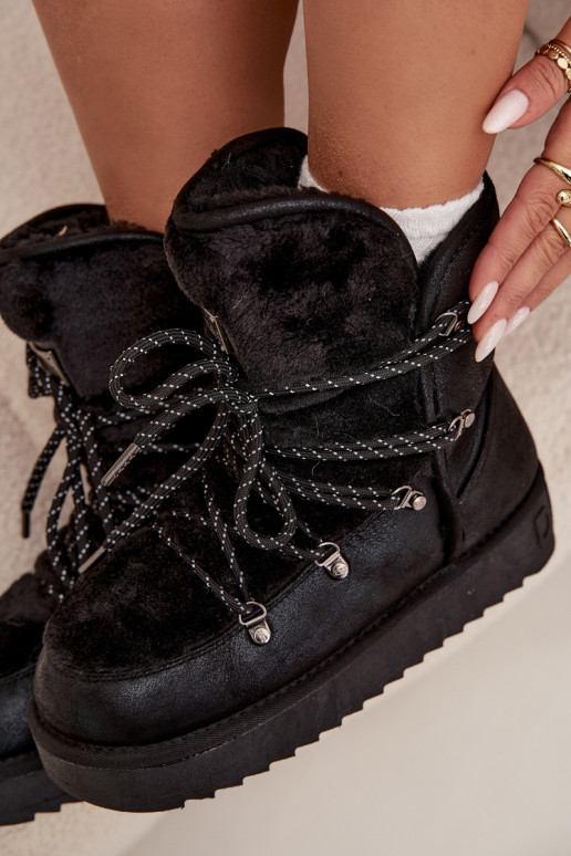 sniega apavi Sieviešu ar platformu ar kažokādu D.Franklin DFSH37005 melnas krāsas