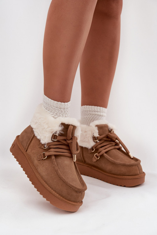 sniega apavi SieviešuIeslēgtsturalnego zamšādasu D.Franklin DFSH375006 brūnas krāsas