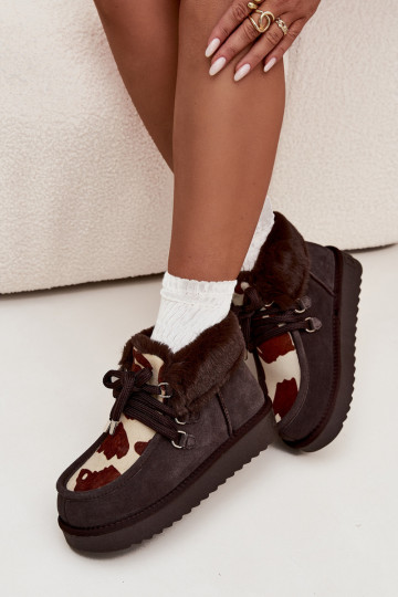 sniega apavi SieviešuIeslēgtsturalnego zamšādasu Łaty D.Franklin DFSH375008 CzekoladoIne