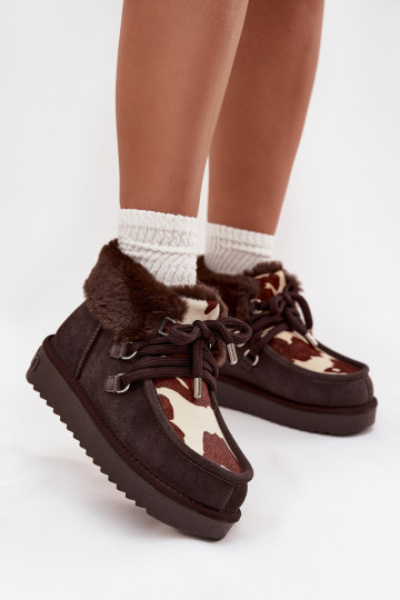 sniega apavi SieviešuIeslēgtsturalnego zamšādasu Łaty D.Franklin DFSH375008 CzekoladoIne 2