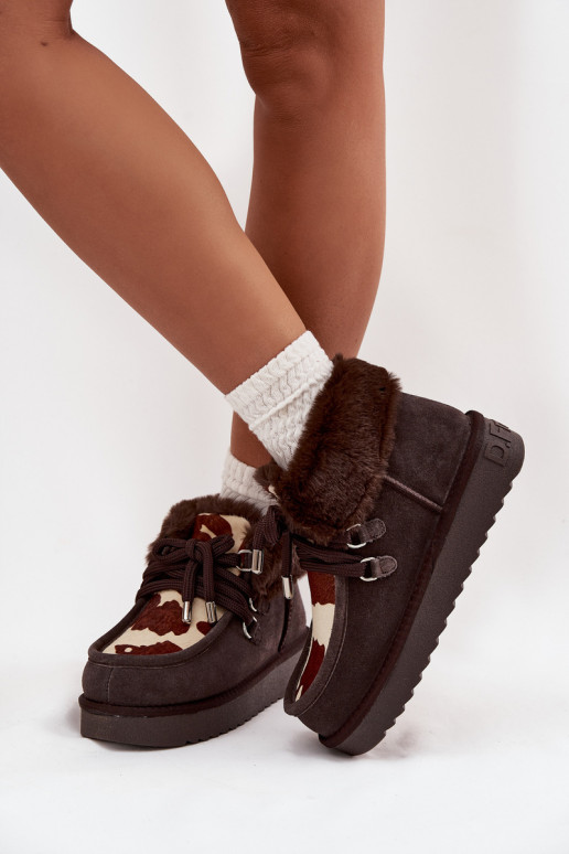 sniega apavi SieviešuIeslēgtsturalnego zamšādasu Łaty D.Franklin DFSH375008 CzekoladoIne