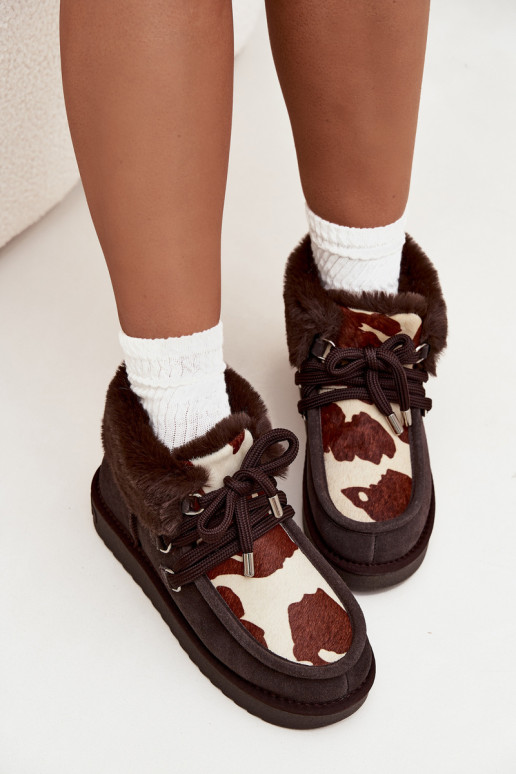 sniega apavi SieviešuIeslēgtsturalnego zamšādasu Łaty D.Franklin DFSH375008 CzekoladoIne