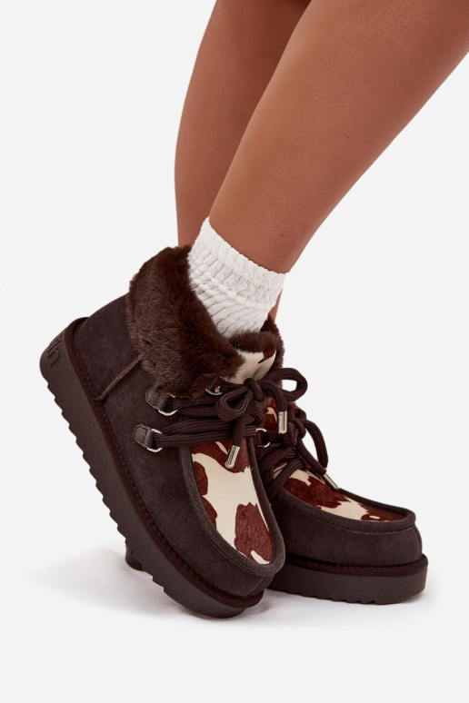 sniega apavi SieviešuIeslēgtsturalnego zamšādasu Łaty D.Franklin DFSH375008 CzekoladoIne