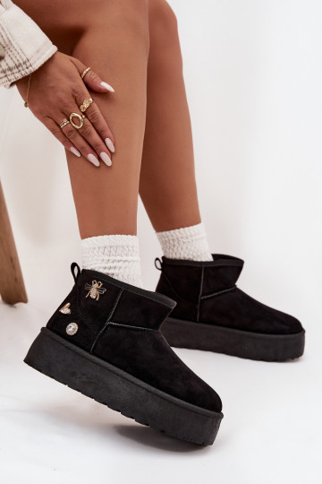 sniega apavi Sieviešu ar platformuPrzypinkami melnas krāsas Tā irelle