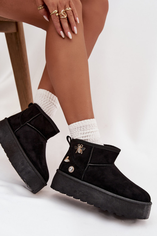 sniega apavi Sieviešu ar platformuPrzypinkami melnas krāsas Tā irelle