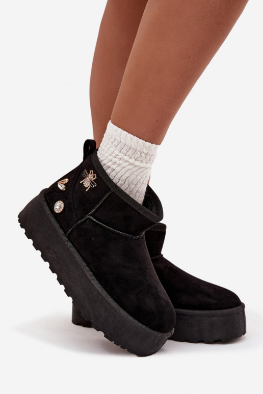 sniega apavi Sieviešu ar platformuPrzypinkami melnas krāsas Tā irelle