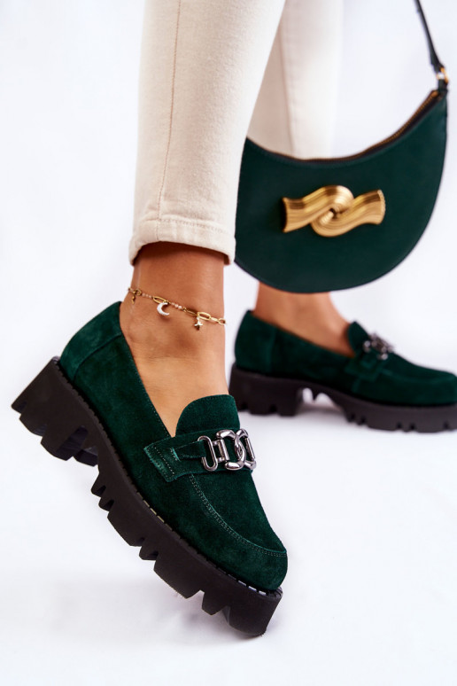 zamšādas apavi ar ornamentiem Laura Messi 2489 Zaļas krāsas