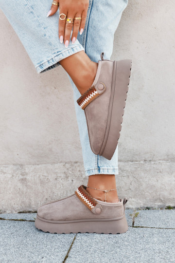 Sniega zābaki sievietēm zemi ar kustīgiem siksniņām un izšuvumu, ar platformu smilšu krāsā Lyrisse 2