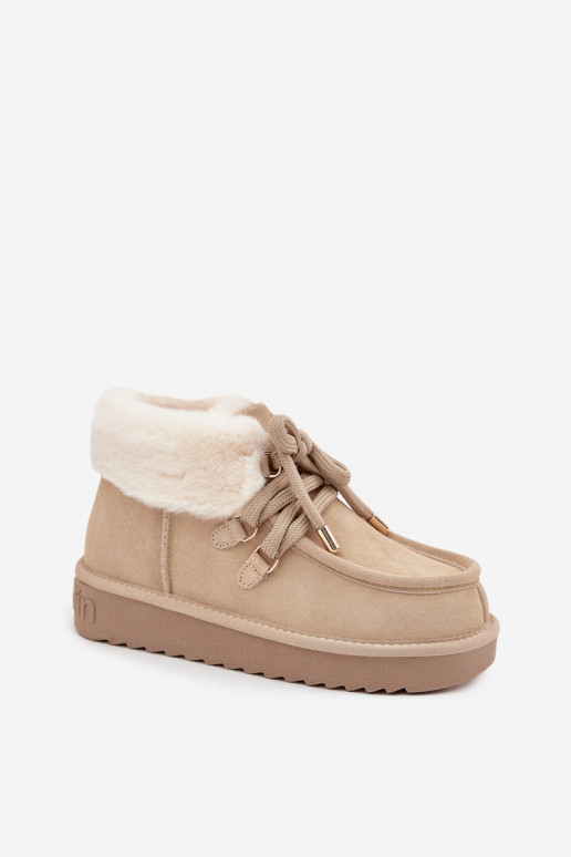 sniega apavi SieviešuIeslēgtsturalnego zamšādasu D.Franklin DFSH375006 Ziloņkaula krāsas