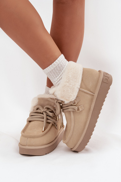 sniega apavi SieviešuIeslēgtsturalnego zamšādasu D.Franklin DFSH375006 Ziloņkaula krāsas