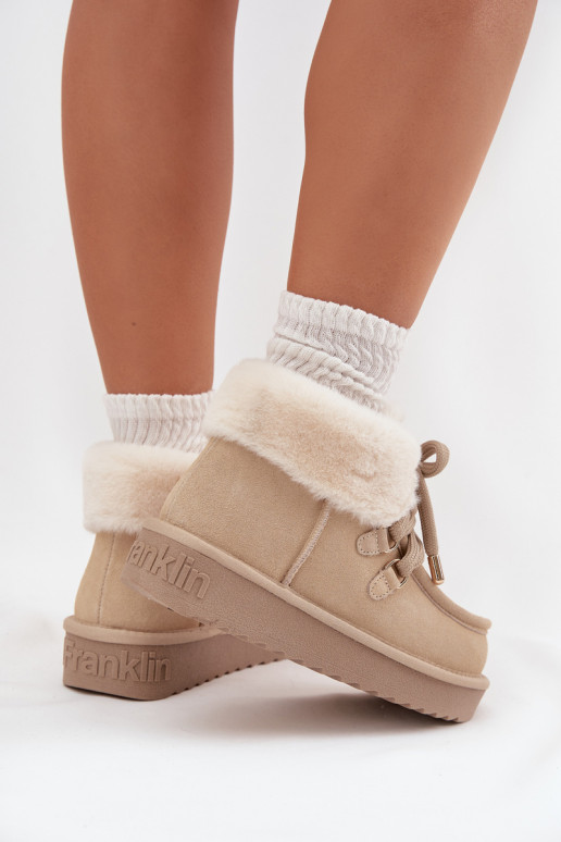 sniega apavi SieviešuIeslēgtsturalnego zamšādasu D.Franklin DFSH375006 Ziloņkaula krāsas