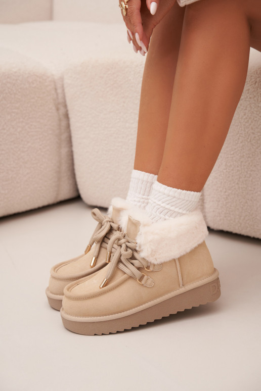 sniega apavi SieviešuIeslēgtsturalnego zamšādasu D.Franklin DFSH375006 Ziloņkaula krāsas