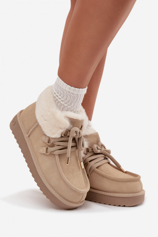 sniega apavi SieviešuIeslēgtsturalnego zamšādasu D.Franklin DFSH375006 Ziloņkaula krāsas