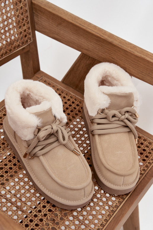 sniega apavi SieviešuIeslēgtsturalnego zamšādasu D.Franklin DFSH375006 Ziloņkaula krāsas